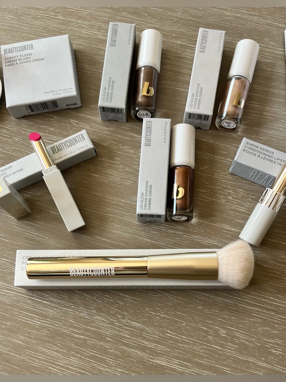 8X BeautyCounter Cream Shadow, Lipstick, Blush, Brush, Tester Wands